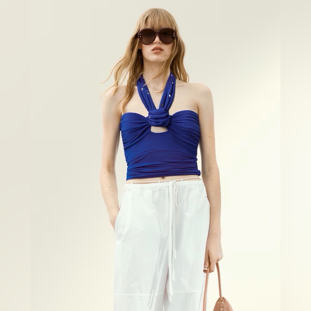 H&M Studio  Blue Halter Top